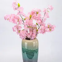 100 cm de largo flores artificiales ramo de la simulación de la flor de cerezo flor blanco rosa champán disponible para el hogar Suministros de decoración de fiesta de boda