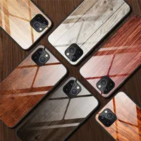 Caso di legno, vetro temperato per iPhone 12 Mini 12 Pro Grana del legno di copertura antiurto della cassa del telefono di iPhone X XR xs max