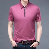 Мужская рубашка мужская рубашка 2022 Летнее тонкое цветовое дизайн моды Zip up воротник с короткими рукавами