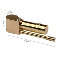 86mm Brass Proto Pipe Deluxe Gold Metal Pipe Mini Handheld Dabber Burner Hand Oil Smoking Rig DHL Freeshipping a25