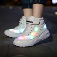 Tío Jerry LED zapatos para niños USB Cargador de iluminación de zapatillas para niños Chicas Chicas Brillantes Zapatos de moda Escuela Cómoda Casual 201113