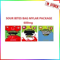 Bolsas de Embalagem Sour Tropical Blend 600mg Gummy Bits Bites Edibles Mylar Bag Cheiro Prova Baggies 3 Cores A50