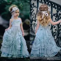 2022 결혼식을위한 Dollcake Flower Girl Dresses ruffled Kids Pageant Gowns 꽃 바닥 길이 레이스 파티 친교 드레스 Bes121
