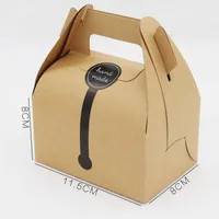 Packaging dinner service Food Packaging Cake Kraft Paper Box With Handle Boxes Christmas Birthday Wedding Party Candy Gift Packing Sticker