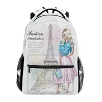 Alaza Fashion Backpack School Bags per ragazze adolescenti Torre Eiffel Stampe Zaino Studente Studente Elementary Schoolbags Ladie Borse Borse LJ201225