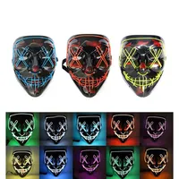 10 Stili Cool Halloween Mask Maschera Led Mask Light Up Scary Skull Glow Masks per adulti bambini Halloween Rave Party Scumo Masksa07A57