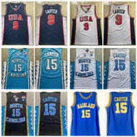 NCAA vasteland High School Vince Carter 15 Basketbal Jerseys Vintage 2000 Verenigde Staten Mens NCAA North Carolina Tar Hakken Gestikte Shirts Maat S-XXL