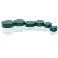 10PC 5 ml bis 50 ml Klarglas Reusable Kosmetik-Flaschen mit schwarzer Kappe Leakage Proof Creme Lip Gloss Crubs Salves Gläsern