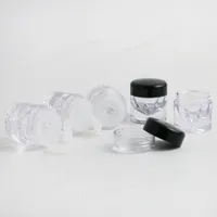50 x 3G del mini del Piccolo Polvere Jar campione con il caso di PS Cancella Cap Black 3 cc Contenitore di plastica 1 3 12 buche