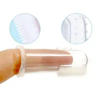 Silicium tandenborstel + doos baby vinger tandenborstel kinderen tanden schone zachte siliconen zuigeling tandborstel rubber reinigingsborstel