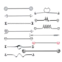 14G Acciaio chirurgico Industriale Bilanciere Orecchini Cartilagine Body Piercing Gioielli Industrial Piercing Bar Set per uomini e donne