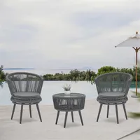 US-amerikanische lager moderne outdoor garten sets tisch und stuhl gewebt gürtel seil wicker hand-make webe möbel swivel 3 stücke rattan stuhl a03
