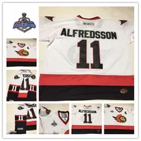 맞춤형 2007 Stanley 컵 빈티지 # 11 Daniel Alfredsson Ottawa Senators 남성 청소년 여성 다니엘 Alfredsson CCM Hockey Jersey C Patch S-5XL