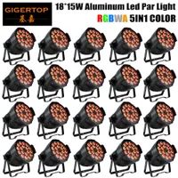 TIPTOP Stage Light 20PCS / Lot 18x15W 5In1 RGBAW Aluminium DMX LED Flat Par Can, Amber Color Strobe Wash Effect för Disco Club Party