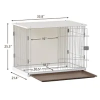 US Stock 34 Length Elegant Wooden Structure White Crate, End Table movable salver, Decorative Dog House Cage Indoor Use, Furniture style, with wide top Home Decor
