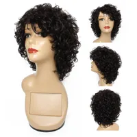 Kisshair Natürliche Farbe Wellenförmige Haare Capless Perücke Brasilianische Human-Haar-Perücken Schwarz Nicht-Remy-Vollgerät Hergestellte Glueless-Perücken für Frauen