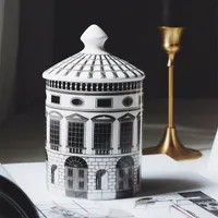 Keramikhaus Kerzenhalter DIY Handgemachtes Schloss Candy Jar Vintage Lager FAST CAFT Home Decoration Jeelly Aufbewahrungsbox