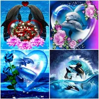 Pinturas Evershine Cross Stitch Diamond Painting Dolphin Full Square Bordado Redondeo Animal D￭limo Im￡genes Handicrafts1