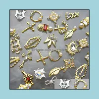 Nail Art Décorations Salon Health Beauty 10pcs Gold 3D Gems Charms Crystal Brillant Strass Alliage Glitter Diy Nails Accessoires Fournitures