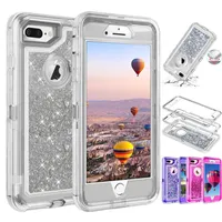 Bling Crystal Ciekły brokat 360 Protect Designer Phone Cases Robot Wstrząśnicze tylna pokrywa dla nowego iPhone 13 12 11 Pro Max 8 7 6s Plus