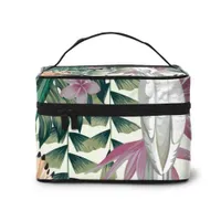 Cosmetic Bags & Cases Women Makeup Bag Toiletries Organizer Travel Storage Tropical Parrot Hoopoe With Exotic Jungle Plants Leaves