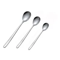 3pcs set 304 Stainless Steel Korean Style Spoon Set Solid Flat Soup with Long Handle Different Size Ice Stirring Spoon Tableware1