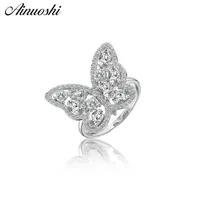 AINUOSHI Luxury 925 Sterling Silver Women Wedding Engagement Bridal Rings Annimal Butterfly Silver Rings Jewelry anillo de bodas Y200106
