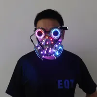 Full Color LED-verlichting Steampunk Bril Gas Maskers Goggles Cosplay Bar Props Gothic Anti-Fog Haze Mannen en Dames Mask