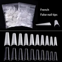 500pcs Falso Nail Tips Arte francesa Natural Transparente Coffin falsos unhas Dicas Acrílico Gel UV Nail Polish Manicure