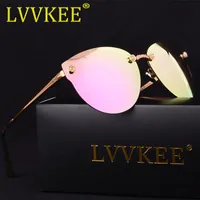 Lvvkee 2020 marca de la marca Gafas de sol polarizadas Emballas para mujer Gafas de mujer Marco de metal Steampunk Anti Glow Glare Gafas UV400