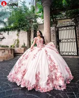 NY! 2022 av axelkula klänning quinceanera klänningar pärlor söt 16 klänning fest bär prinsessa klänningar xv años vestidos de 15