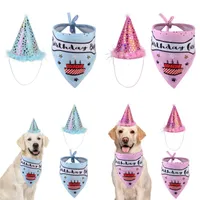 Pet Cat Dog Apparel Happy Birthday Hearwear Cappello Cappello Asciugamano Asciugamano Bib Party Costume Animali Celebrazione Vestiti Vestiti 16 G2