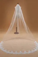 Babyonline D.R.E.S.S. Wedding Bridal Veils White Elegant Long Veil with Lace and Metal Comb at the Edge Cathedral Length