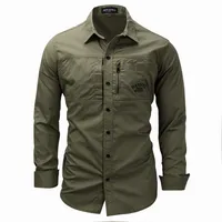 High quality Men's Slim Fit Dress Shirts Masculina Business Male Long Sleeves Army Casual Turn Down Neck Shirt Homme 3XL 220119