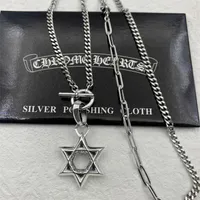 Luxury Fashion Design Jewelry Prent Necklace Ch Croix Six Pointed Star Pendant Men Hip Hop Personality Lovers Clavicle Chain Women
