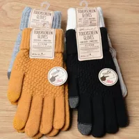 explosion models Winter non-slip warm touch screen gloves Women Men Warm artificial wool Stretch Knit Mittens 2pcs a pair