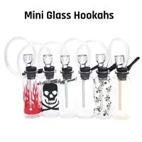 Colorful Mini Glass Hookah Water Smoking Pipe Bottle Cartoon Prints Portable 113mm Height 6PCS Display Package Smoking Accessories316a