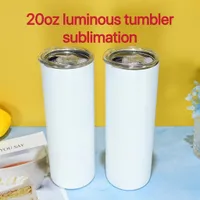 Évent de 20oz SUBLIMATION Skinny Tumbler lueur dans le tumulbler sombre Tasse à café lumineuse isolant bouteilles d'eau en acier inoxydable tasse de boisson B2