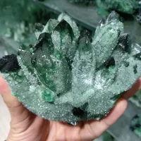 680g Natural Green Ghost Phantom Quartz Crystal Cluster Healing Specimen 201125
