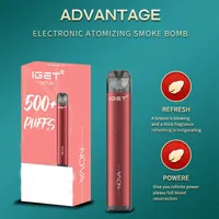 Iget Nova Pod 스타터 키트 전자 담배 2ml vape 펜 스틱 충전식 350mAh 증기 시스템 검정색 빨간색 파란색 3 색 선택 A12