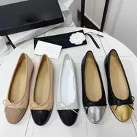 2023S Tasarımcı Bayanlar Düz Deri Ayakkabı Lüks Yay Bale Elbise Ayakkabı