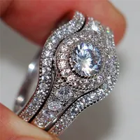 Anel de casamento Conjuntos de prata mens noivado jóias moda diamante casal anéis para mulheres