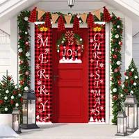 2021 Nieuwjaar Santa Claus Banner Kerstdeur Opknoping Coupletten Xmas Ornament Home Holiday Snowman Muurhangers