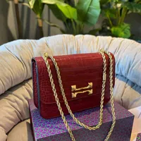2022 New handbags Female Bag Eleanor Alligator Tofu Single Shoulder Messenger Chain Gold Brick Organ purses ladies