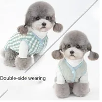 Dog Apparel Plaid Super Warm Coat Jacket Puppy Cat Clothes Double-side Sleeveless Vest Winter For Bichon Padded Pet Clothes1