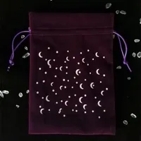 Presentförpackningsväska Flannelette Drawstring Soft Cloth Bags Smycken Förvaring Påse Tjock Stjärnor Månen Tryckt Svart Lila Hot Sale 4ms G2