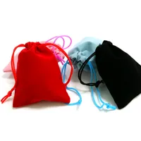 100pcs 5x7cm Velvet Drawstring Pouch Bag Jewelry Bag Christmas Wedding Gift Bags Black Red Pink Blue 4 Color Wholesale 586 T2