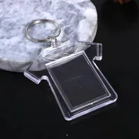 Clear Acrylic Plastic Blank Keyrings Insert Passport Photo Frame Keychain Picture Frame Keyrings Party Gift GH1272-1