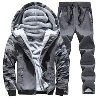 Oloey Winter Sport Anzug Warme Samt Casual Männer Sportwear Sets Verdickung Spuranzüge Hoodie Sweat Suit Tracksuit Set Plus Size1