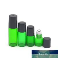 1pcs Leer Parfüm Probe 1 ml 2 ml 3 ml 5 ml Grün-Rolle-Glasflasche Essential Oil Bottle Roll-On Flasche